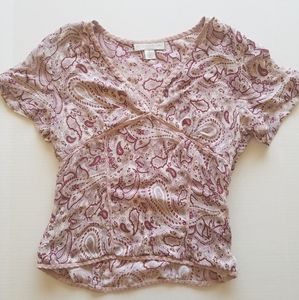 Pink paisley fitted blouse